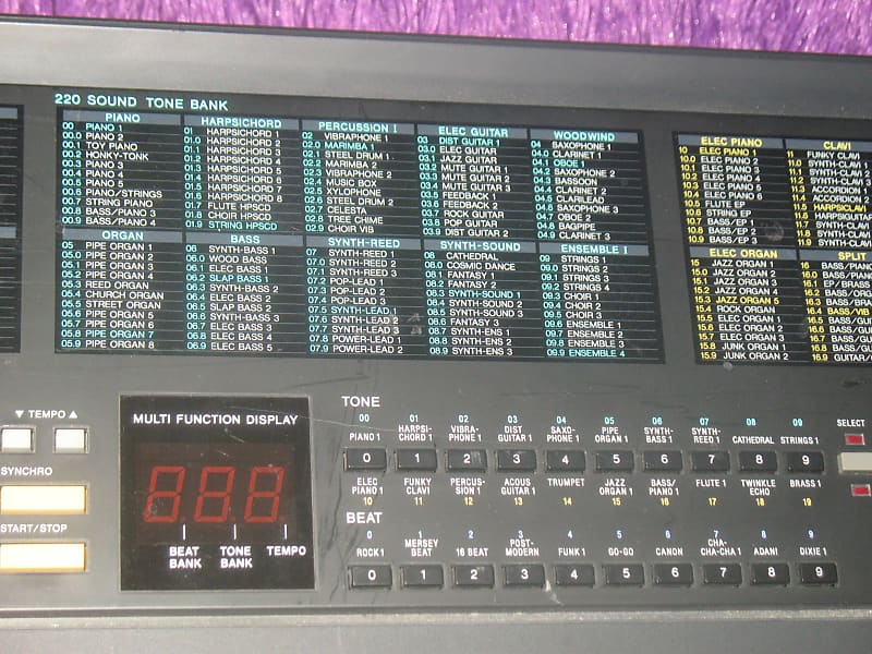 Vintage Casio MT-750 Keyboard Synthesizer 1989 Tone bank