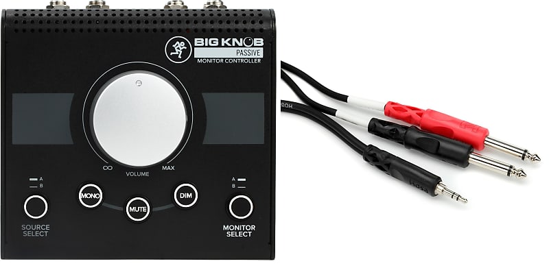 Mackie Big Knob Passive 2x2 Studio Monitor Controller  Bundle with Hosa CMP-153 Stereo Breakout Cable - 3.5mm TRS Male to Left and Right 1/4-inch TS Male - 3 foot image 1