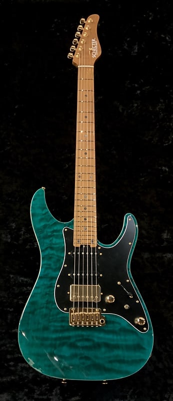 ギター SCHECTER EX-V-24 Black Turquoise SCHECTER EX V 24 CTM FRT Black Turquoise (S/N:110615) (07/26