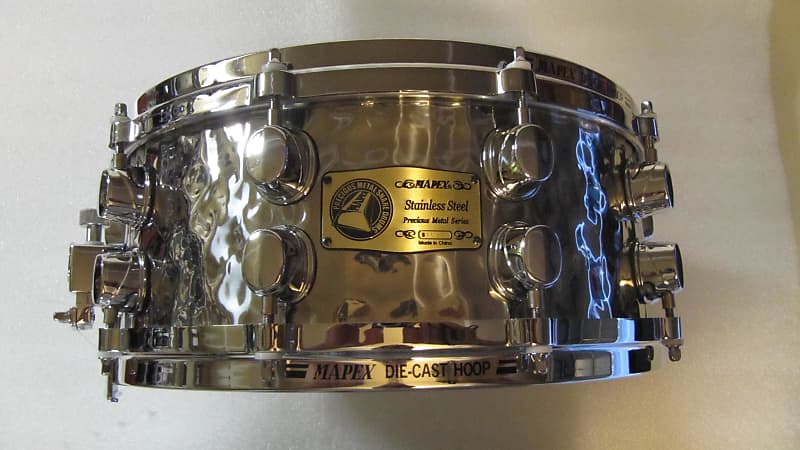 Mapex 5.5x14  Snare 2003  Precious Metals Hammered Stainless Steel image 1