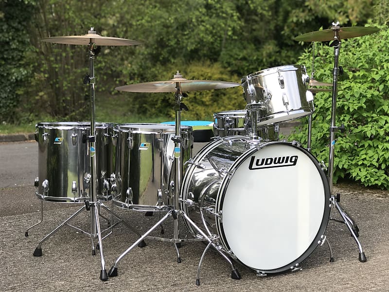 Ludwig Pro beat 1978 Stainless steel drum kit Reverb