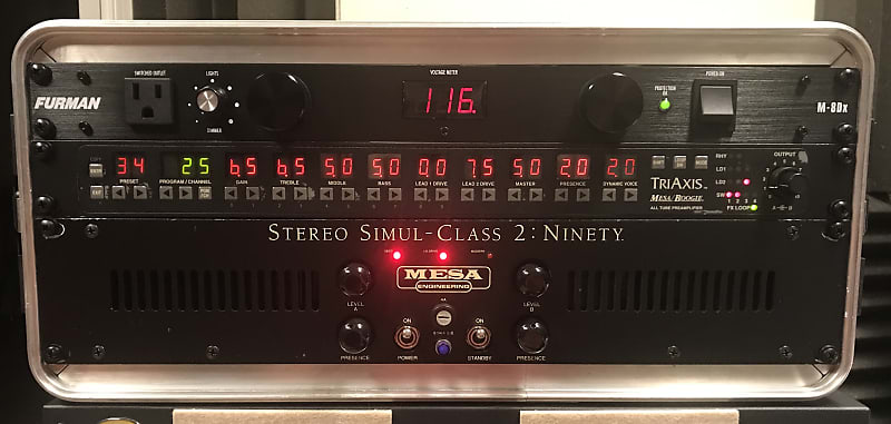 Mesa/Boogie Stereo Simul-Class 2:Ninety & TriAxis Programmable Pre-Amp in  SKB Rack Case with Furman Power Conditioner