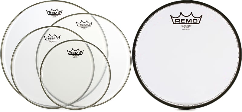 Remo Ambassador Clear 4-piece Tom Pack - 10/12/14/16 Inch | Reverb