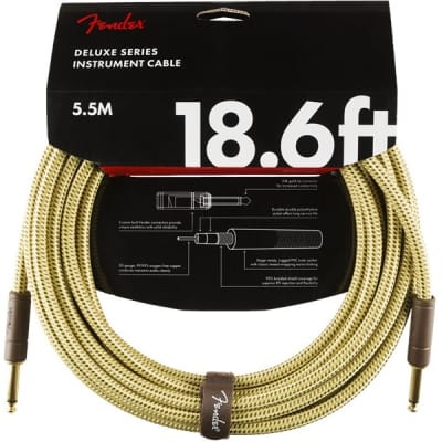 Fender Deluxe Instrument Cable, 5.7m/18.6ft, Tweed for sale