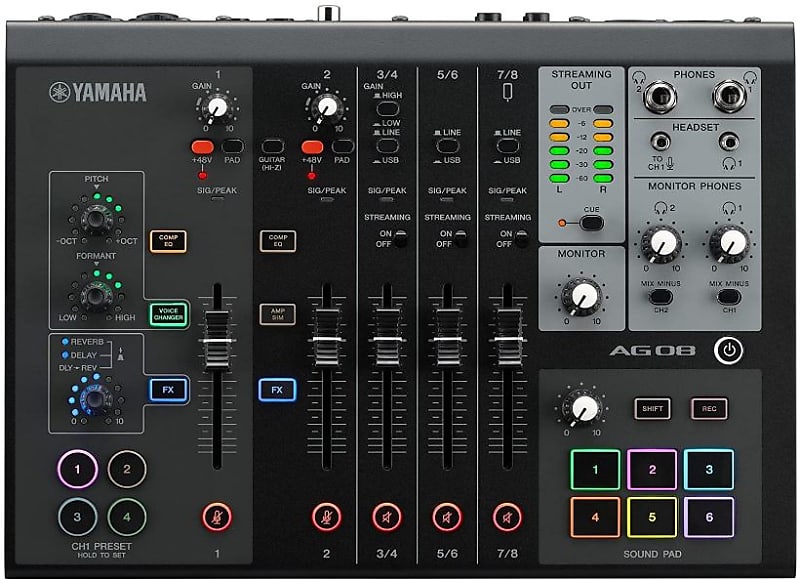 Yamaha AG08 8-channel Mixer/USB Interface for Mac/PC - Black