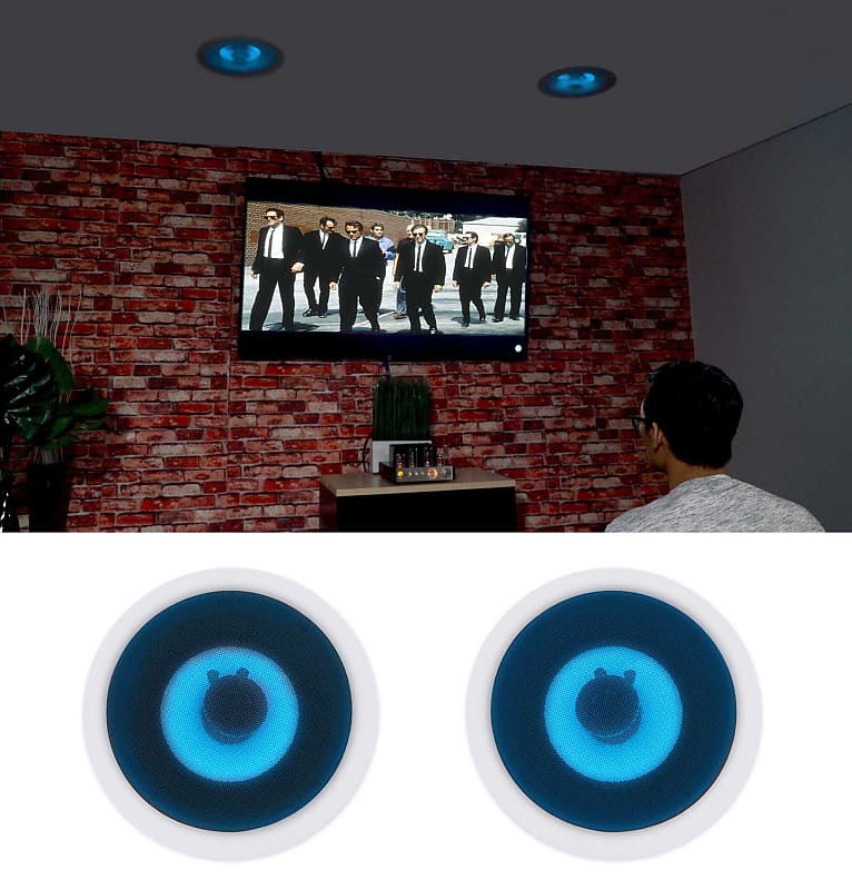 (2) Rockville HC85B-LED 8" 700 Watt In-Ceiling Home Theater Speakers w/ Blue LED image 1