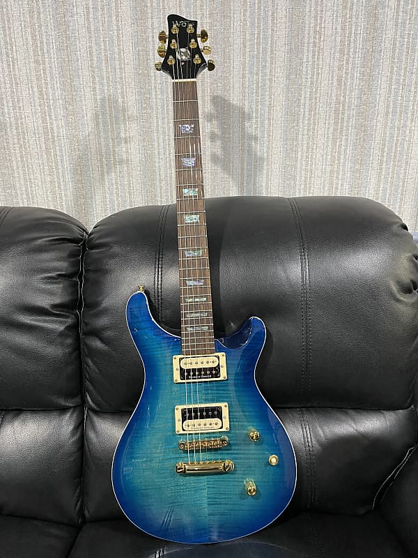 Wolf W400 FM Electric Guitar Blue Burst With SD Pickup Reverb