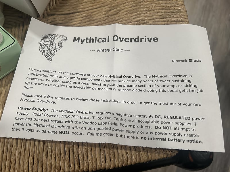 Rimrock Effects Mythical Overdrive Vintage Spec | Reverb Rimrock Effects Mythical Overdrive Vintage Spec | Reverb