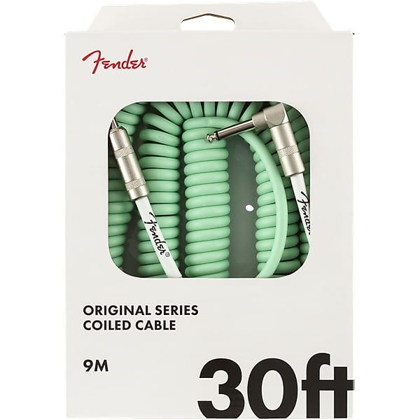 Fender Original Coiled Instrument Cable, Angled/Straight, 9.1m/30ft, Surf Green image 1