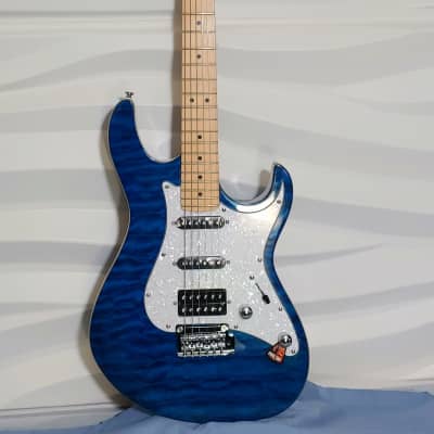 Cort G250DX Trans Blue Double Cutaway American Basswood Body Maple Neck 6-String Electric Guitar image 11