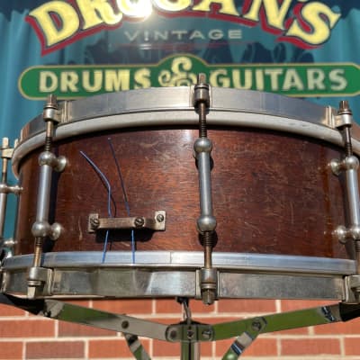 1920s Ludwig & Ludwig 5x14 Professional Model Solid Shell Mahogany Snare Drum image 8