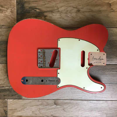 Franchin Mars guitar body FADED FIESTA RED nitro heavy relic cracks aged alder T-type image 4