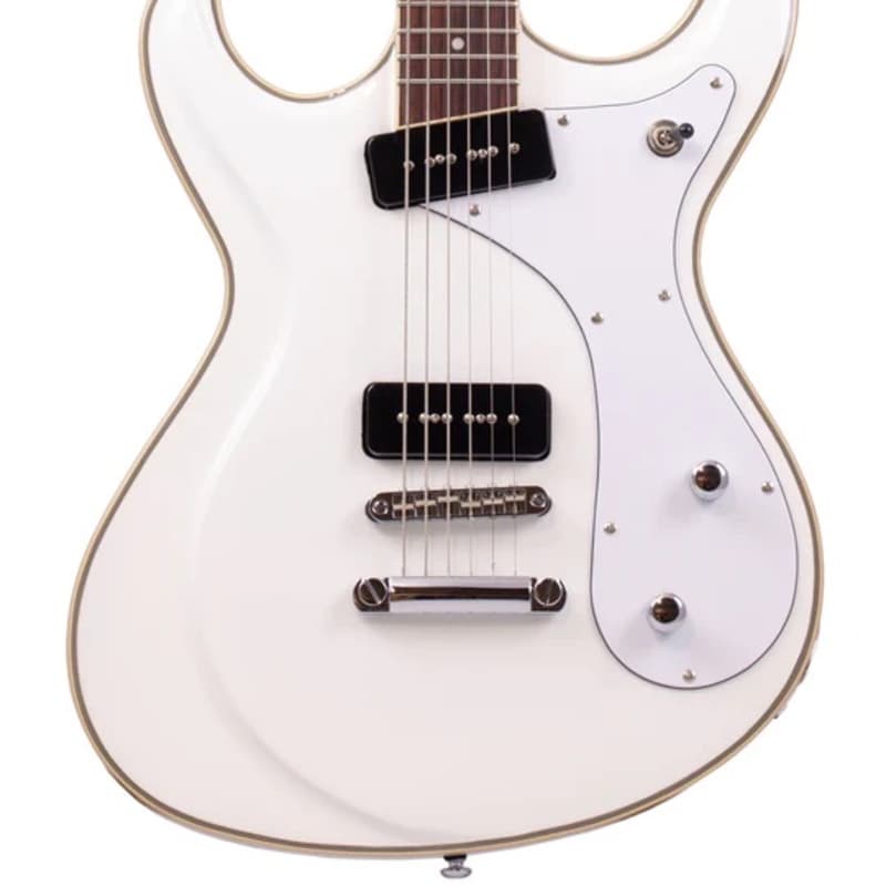 Eastwood Guitars Sidejack Baritone LTD - White - Mosrite-inspired