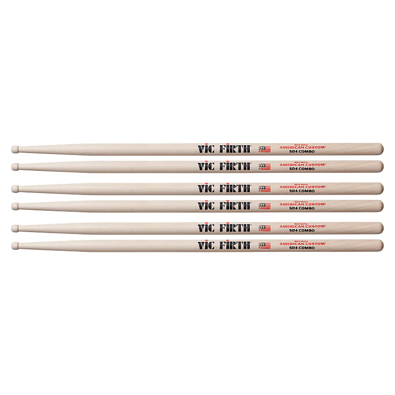 Vic Firth American Custom SD4 Combo Drum Sticks (3 Pair Bundle) image 1