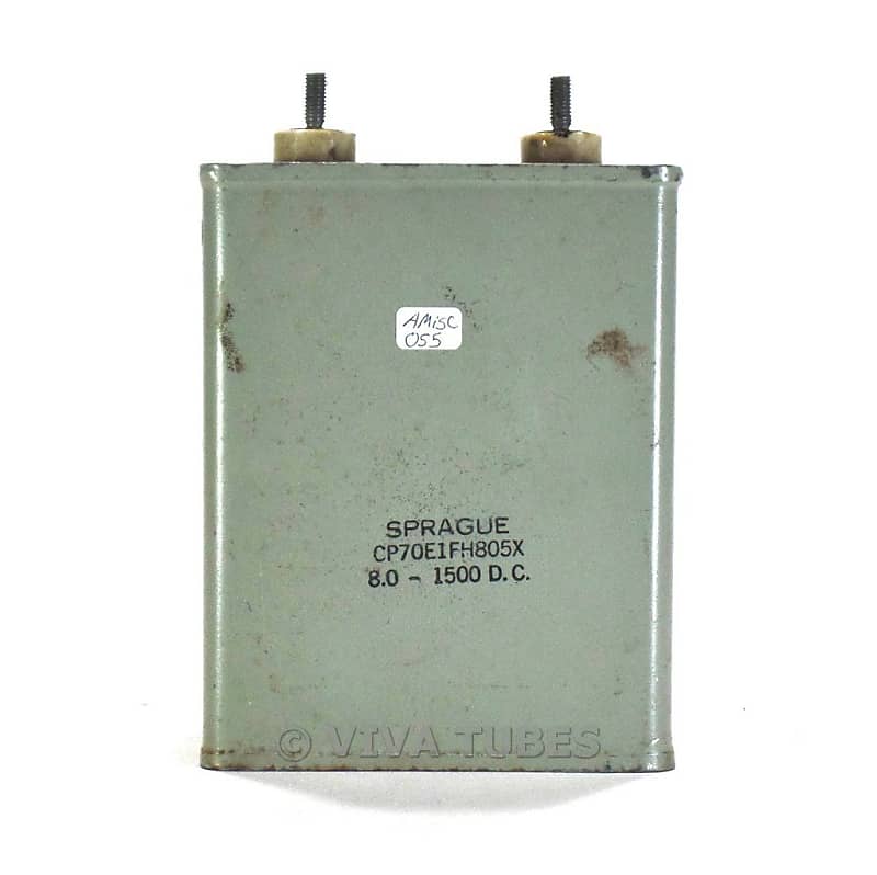 Vintage Sprague CP70E1FH805X 8.0 - 1500 D.C. Paper in Oil Capacitor PIO image 1
