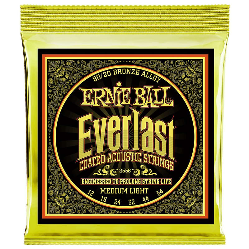 Ernie Ball Everlast Coated 80/20 Bronze Acoustic Guitar Strings - Medium Light (12-54) image 1