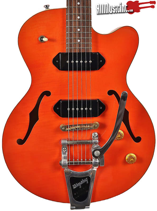 Yamaha AEX-502 Orange Semi-Hollow Electric Guitar with Bigsby | Reverb