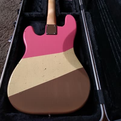 Handcrafted P Bass 2021| Gloss Neapolitan Ice Cream| New Hardshell Gator Case Included image 6