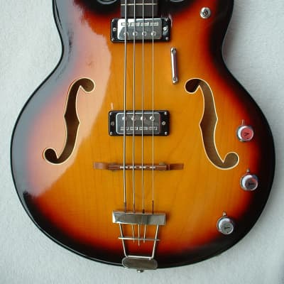 Klira Merkur De Luxe Vintage 1968 Germany Bass-Guitar "Sunburst" 4 String Semi-Hohl Gutaway E-Bass image 24