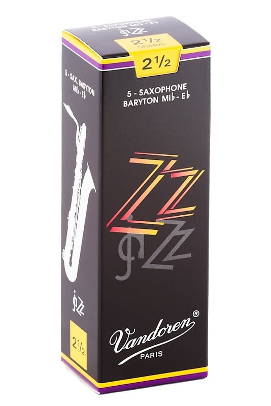 Vandoren Jazz Zz Baritone Saxophone Reeds, 5 Ct, 2.5 Strength image 1