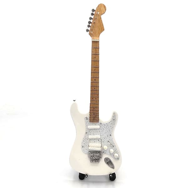 Classy White Strat Style Miniature Guitar Replica | Reverb