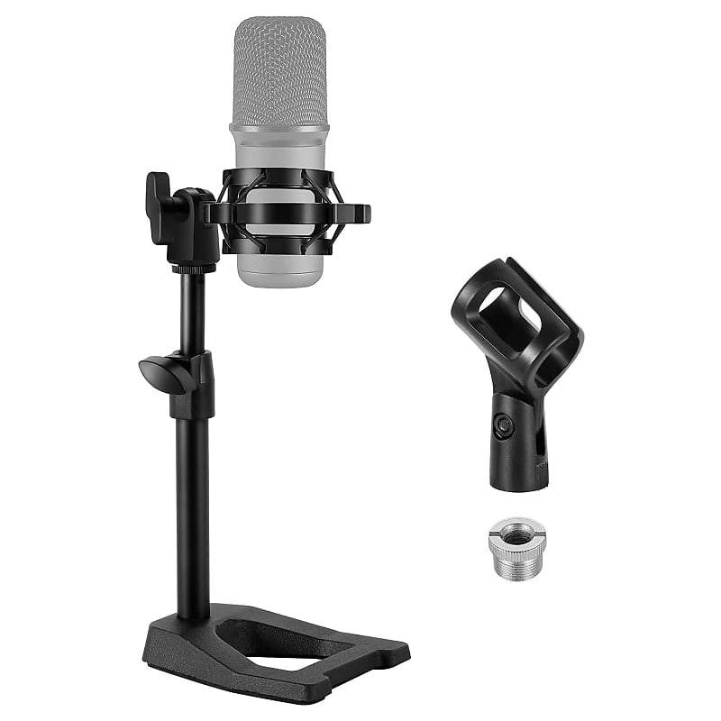 Mic Stand Desk With Weighted Base, Adjustable Height Table | Reverb