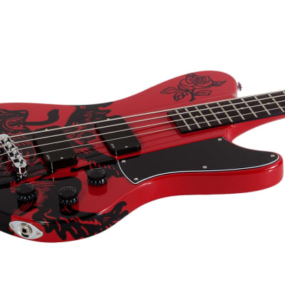 SCHECTER Bassgitarre, Signature Simon Gallup Ultra Bass, Gloss Red for sale
