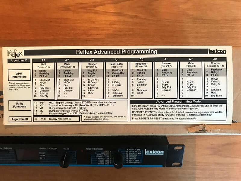 Lexicon Reflex Dynamic MIDI Reverberator 1990s - Black | Reverb