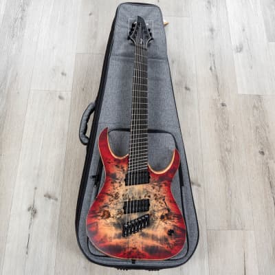 Mayones Duvell Elite VF 7 Multi-Scale 7-String Guitar, Trans Jeans Black Red Burst Satin image 10