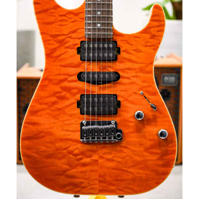 Schecter USA Custom Shop Sunset Custom II HSH QMT-Trans Amber w/Rosewood FB & Black Painted Headstock for sale