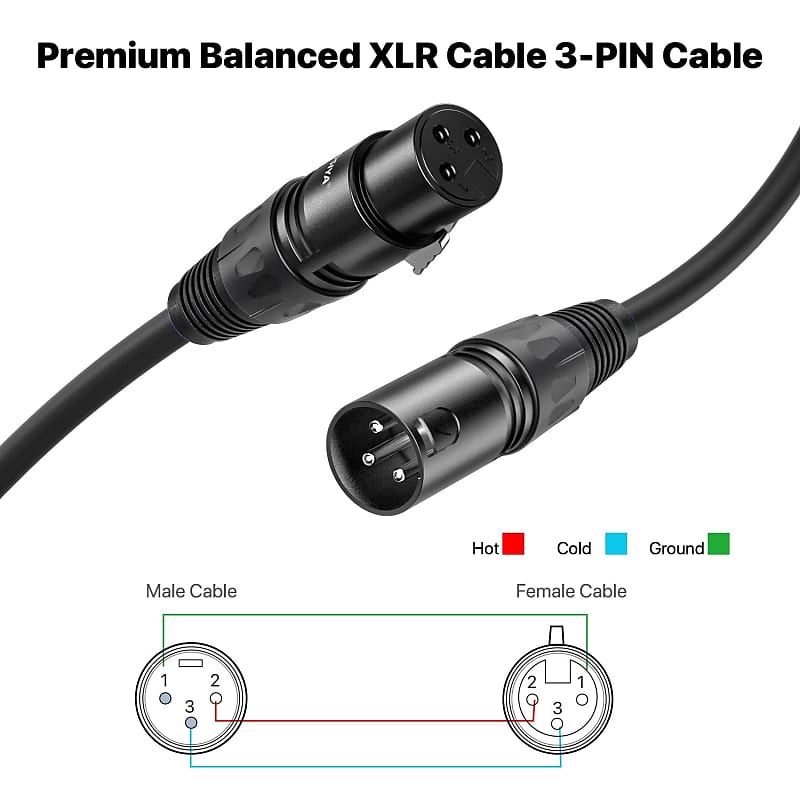 Universal 3FT 3-Pin Premium DMX Cable (2-Pack)