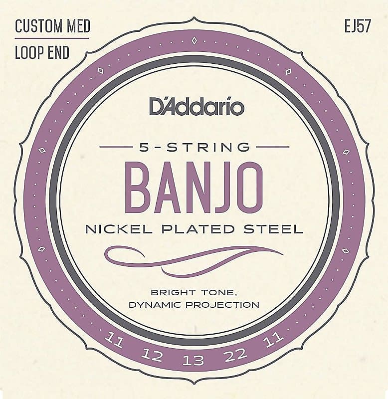 D'Addario EJ57 Nickel 5-String Banjo Strings, Custom Medium, 11-22 image 1