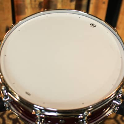 DW 4x14 Collector's Maple VLT Ruby Glass Snare Drum - SO#1350002 image 4