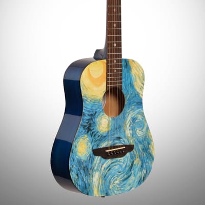 Luna Safari Starry Night Travel Acoustic Guitar (with Gig Bag) image 3
