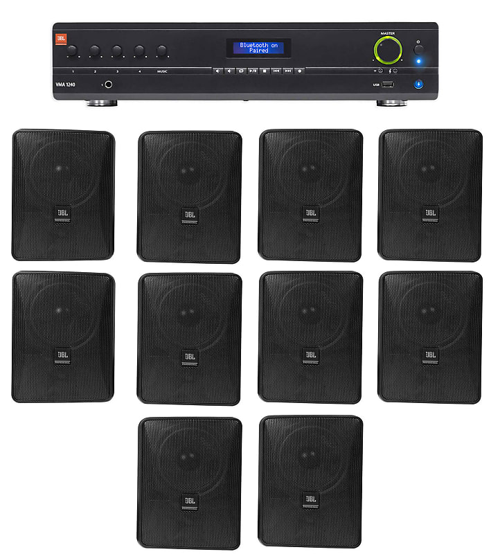JBL VMA1240 Commercial/Restaurant 240W 70v Amplifier+10) JBL Reverb