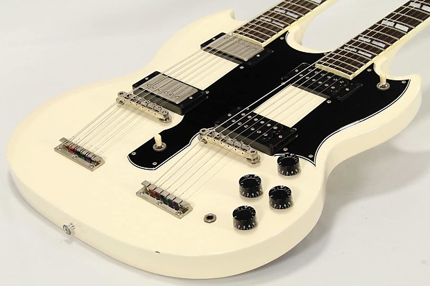 Burny RSG-140 Double Neck Guitar White | Reverb