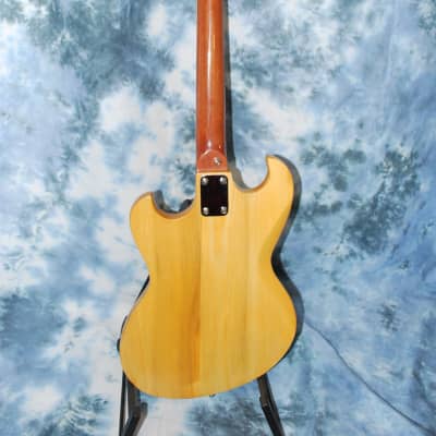 1975 Vintage RARE Global Dual Pickup Natural SG Style Guitar Pro Setup New Gigbag image 10