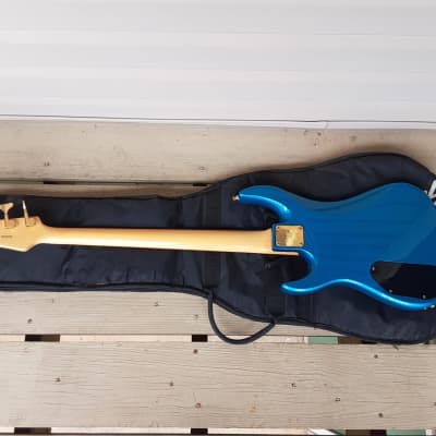 Used Valley Arts California Pro Electric Bass Guitar w/ Fender Gig Bag! Rare Blue Finish, EMG Pickups! image 7