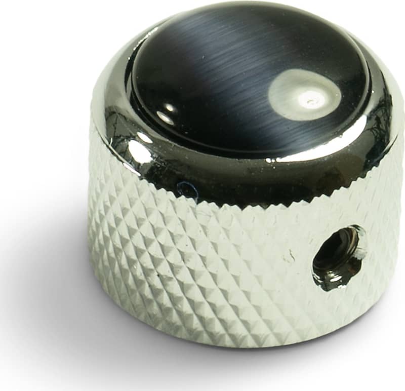 Q-Parts Knobs With Black Cats Eye Inlay - Dome Chrome | Reverb