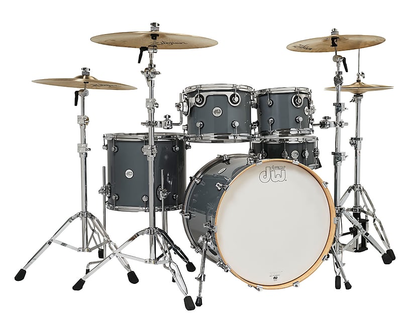 DW Design Series 4-Piece Maple Shell Pack Steel Gray w/ 22" Kick image 1