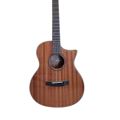 Top Grade A Spruce Acoustic guitar 40 inch full size cutaway Brown high gloss PPG763 image 1