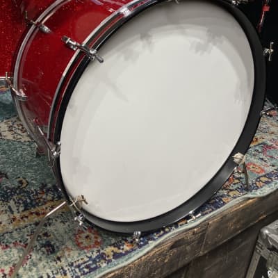 Frankie Banali's Quiet Riot - Leedy & Ludwig Restored 6-Piece Set, 24", 20", 16", 13", 12", 14x5" Matching Snare! Immaculate 1950-1955 - Sparkling Red Pearl image 14