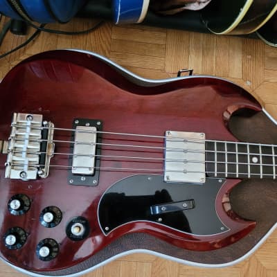 70's 1975 Greco EB Bass  Japan Cherry with hardcase and New Frets image 9