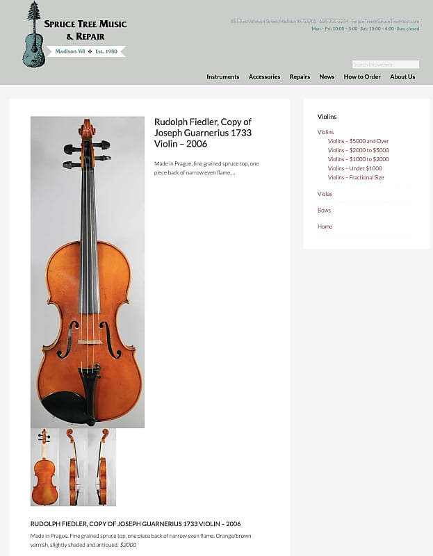 Handmade Violin 4/4 Rudolph Fiedler GV-2 - Copy of Guarneri
