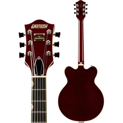 Gretsch Guitars G6609TFM Players Edition Broadkaster Center Block Electric Guitar With String-Thru Bigsby and Flame Maple Dark Cherry Stain image 4