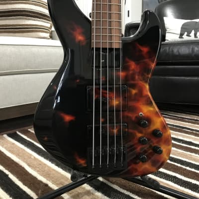 Skjold LP5 With Custom Ghost Flame Paint Job, Wide Neck image 6
