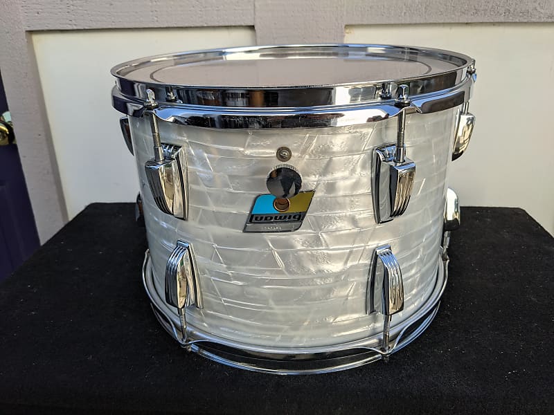 1970s Ludwig White Marine Pearl Wrap 9 x 13" Tom - Looks And Sounds Great! image 1