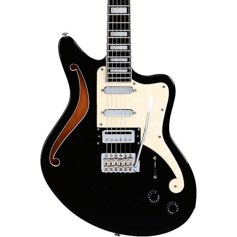 D'Angelico Premier Series Bedford SH Limited-Edition Electric Guitar with Tremolo Black Flake image 1