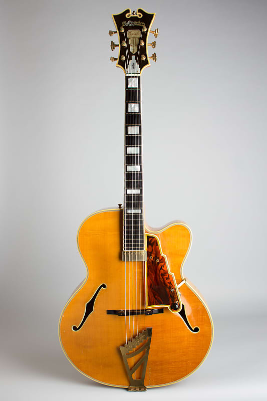 D'Angelico  Excel Cutaway Arch Top Acoustic Guitar (1958), ser. #2056, period black hard shell case. image 1