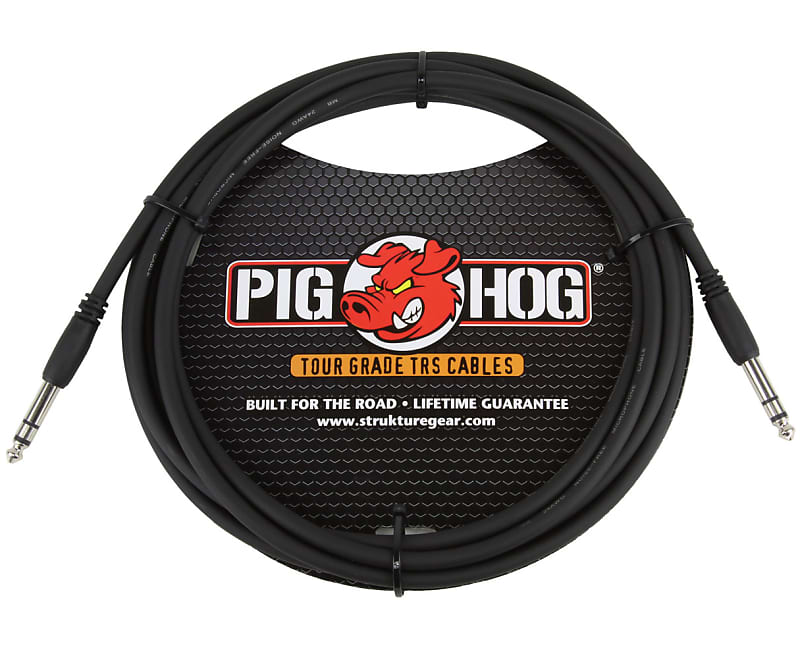 Pig Hog PTRS10 10' Balanced 1/4" TRS to 1/4" TRS Cable image 1